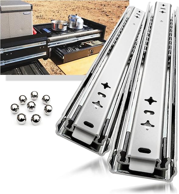 YENUO Heavy Duty Drawer Runners Slides Full Extension 400 450 500 600 700 800 900 1000 mm Side Mount Ball Bearing Rails Track Guide Glides Bearing 120 kg 1 Pair (Without Lock, 450mm)