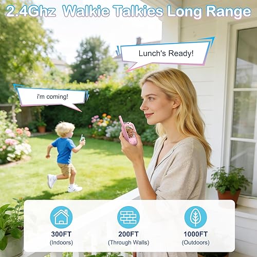 Miniatura 3 de Walkie Talkies de video para niños, paquete de 2 walkie talkies con pantalla, Walkies talkies recargables para niños, radio de largo alcance con 4