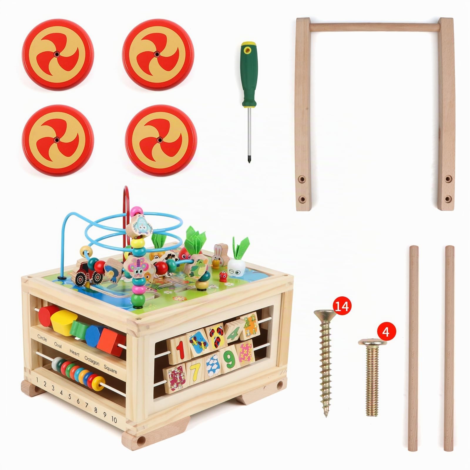 Cubo de móvil de Madera con Ruedas Adecuado para niños y niñas