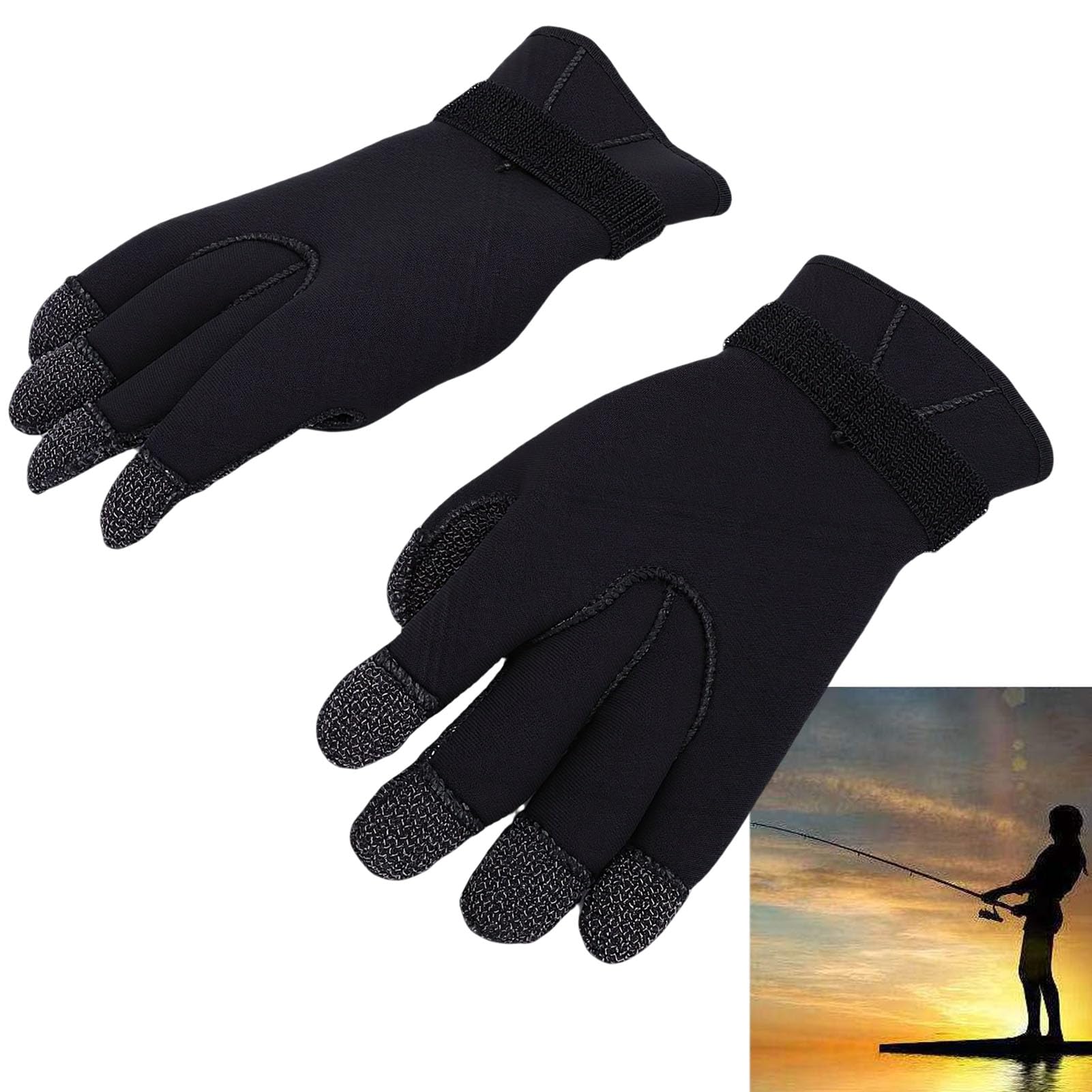 1 Paio di Guanti da Immersione in Neoprene da 5 Mm Guanti da Immersione Termici Antiabrasione e Resistenti Al taglio. Vestibilità Comoda (L)