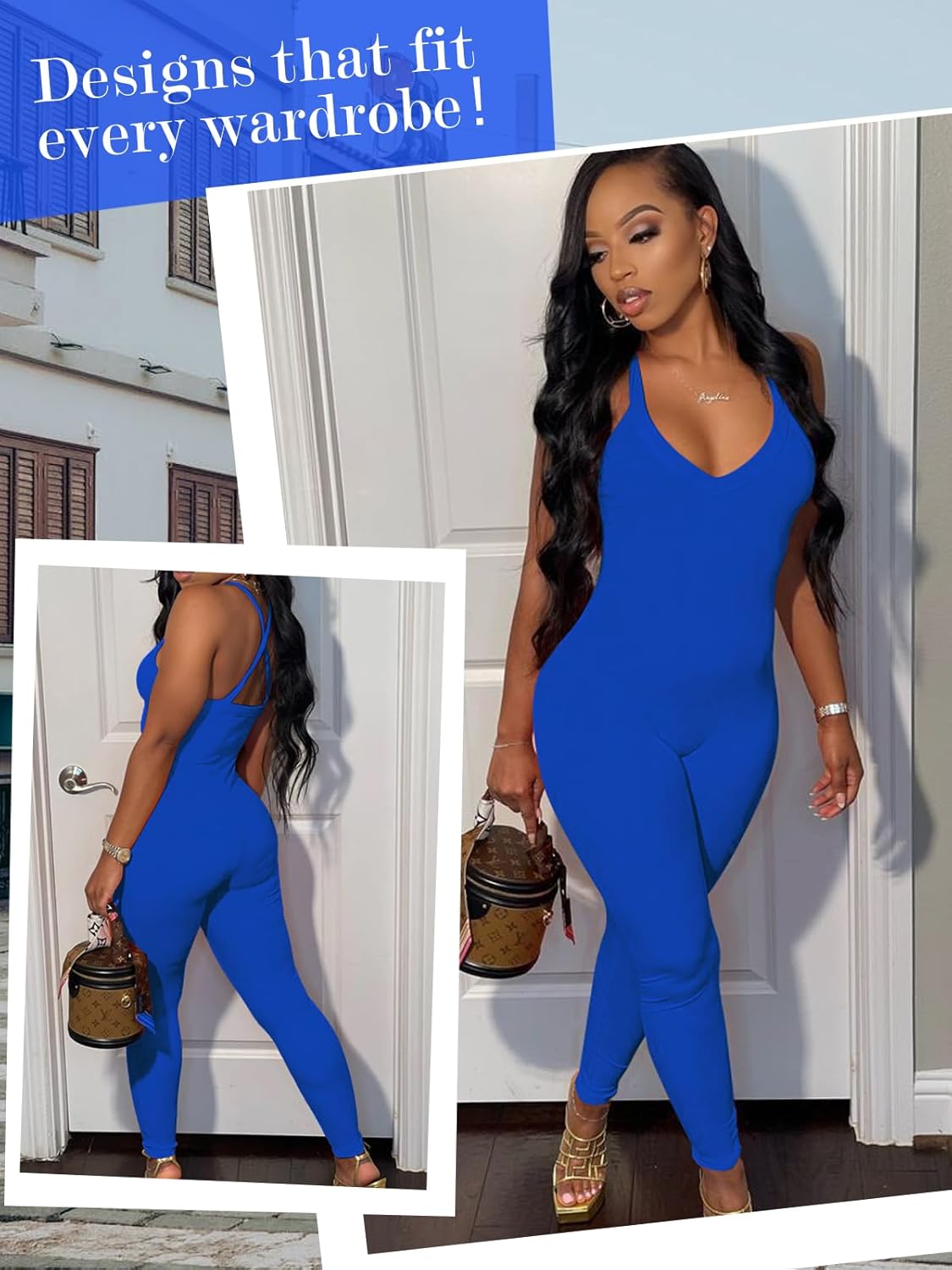 VUTRU Women Jumpsuits Sexy V Neck Tank One Piece Bodysuit Shapewear Romper Workout Casual Holiday Wear - Image 4