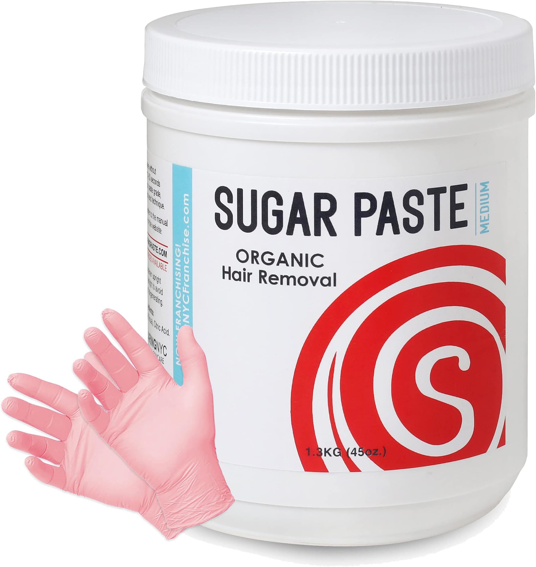 Sugaring Paste - Medium Grade Universal Paste for Large Areas, Back, Shoulders, Arms, Legs + Glove Set