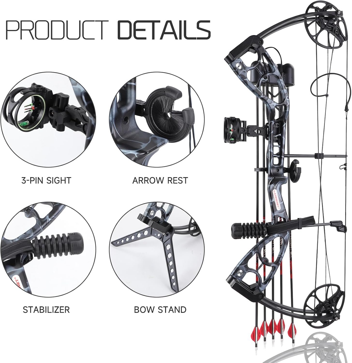 Lanneret Compound Bow and Archery Sets - Right Hand Archery Compound Bows 30-70 lbs Draw Weight Adjustable for Youth，Adults and Beginners，Hunting Bow Kit for Beginner.