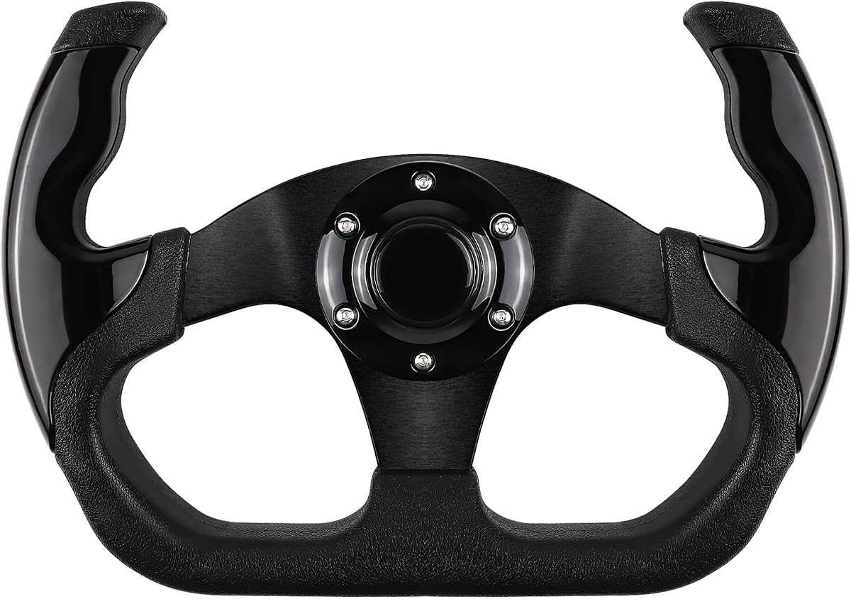 Volante de carreras universal, volante de juegos de aluminio y cuero antideslizante de 6 pernos con botón de bocina para carreras/conducción de simulación de automóvil/deportes JDM