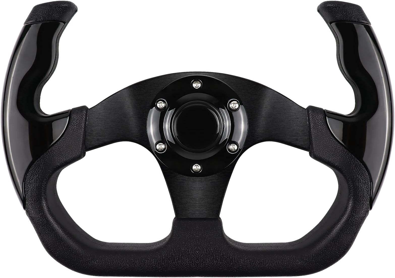 Universal Steering Wheel, 6 Bolt Anti-Slip Leather and Aluminum Gaming Steering Wheel with Horn Button for Car Sim Driving/JDM Sports Steering Wheel (Black)