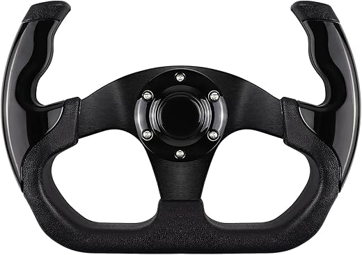 Volante universal de corrida, volante de 6 parafusos de couro antiderrapante e alumínio para jogos com botão de buzina para corrida/condução...