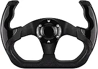 Volante universal de corrida, volante de 6 parafusos de couro antiderrapante e alumínio para jogos com botão de buzina para corrida/condução simulada de carro/esportes JDM
