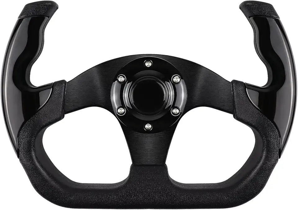 Volante universal de corrida, volante de 6 parafusos de couro antiderrapante e alumínio para jogos com botão de buzina para corrida/condução simulada de carro/esportes JDM