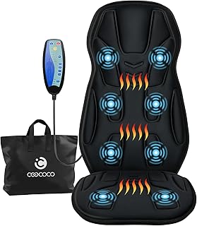 Back Massager with Heat, 8 Vibrating Motors Massage Chair Pad with 2 Heating Levels, Massage Seat Cushion with Auto Shutoff for Home Office Chair, for Dad Mom Men Women