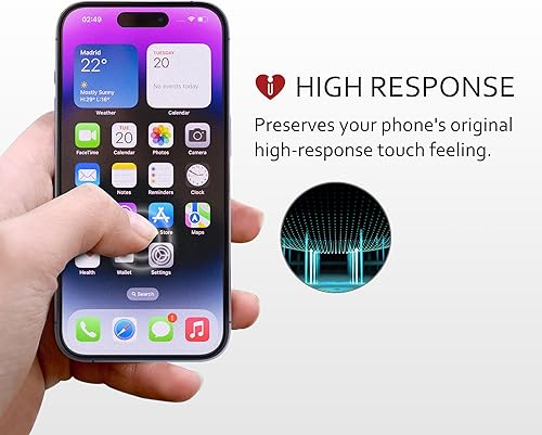 Miniatura 5 de iCarez Protector de pantalla mate antideslumbrante HD para iPhone 15 Pro de 6.1 pulgadas (paquete de 3) (compatible con fundas) de alta calidad, sin