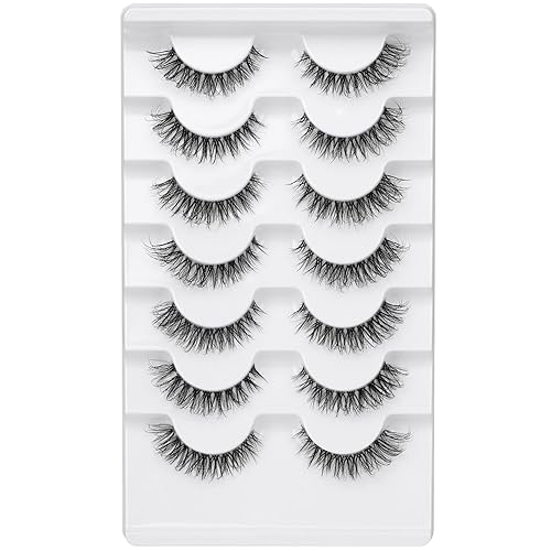 Miniatura 6 de JIMIRE Demi-wispies - Pestañas postizas de visón sintético con banda transparente, pestañas rusas esponjosas de aspecto natural, finas y ligeras, de