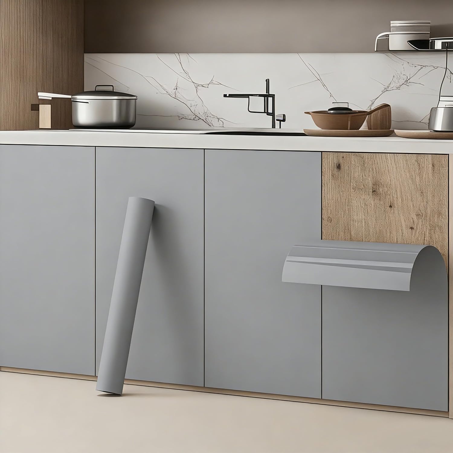 Peel and Stick Wallpaper Matte Textured Self-Adhesive Removable Waterproof Contact Paper for Walls Cabinets Drawers Kitchen Bedroom,15.7"x78.7" Grey