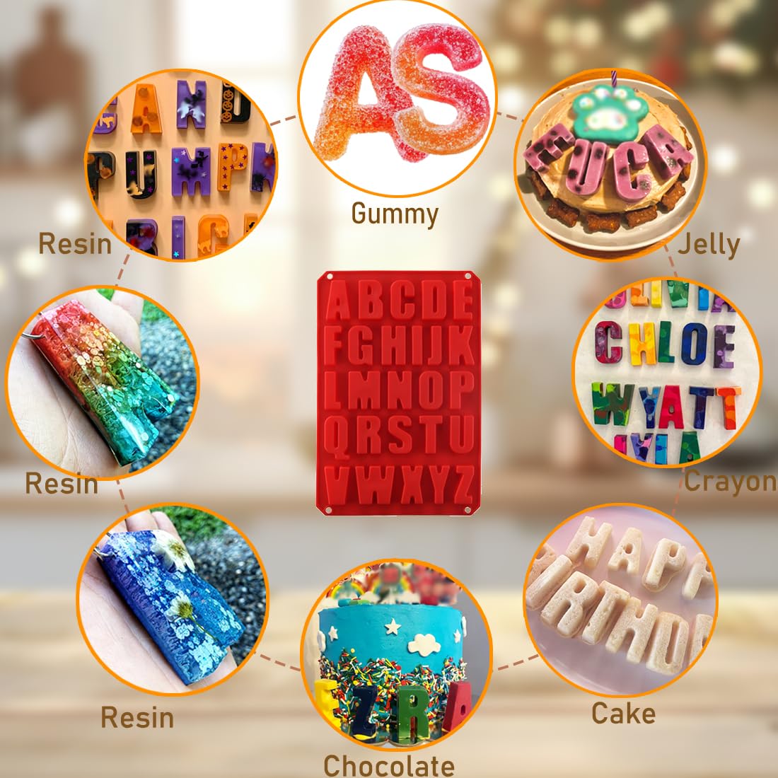 2 Stück Silikon-Buchstaben-Kuchenform, BPA-frei, antihaftbeschichtete Schokoladenform, weich und leicht zu lösen, Dekorieren von Silikon, rote Form, Kuchen-Backutensilien, Küche, Kuchenformen