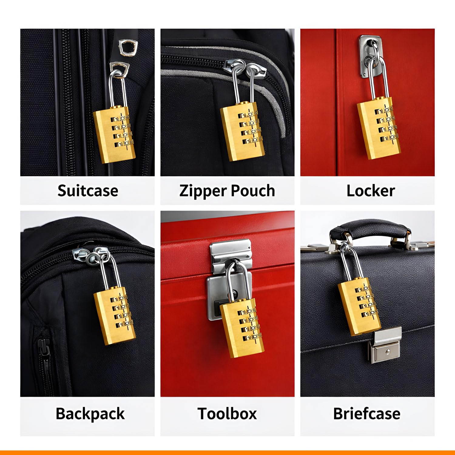 Volo 4 Digit Brass Re-Settable Combination Padlock/Password Lock/resettable Combination Lock for Travel Bags, Travel Lock, Luggage Lock (Pack of 4) — Amazon image 4