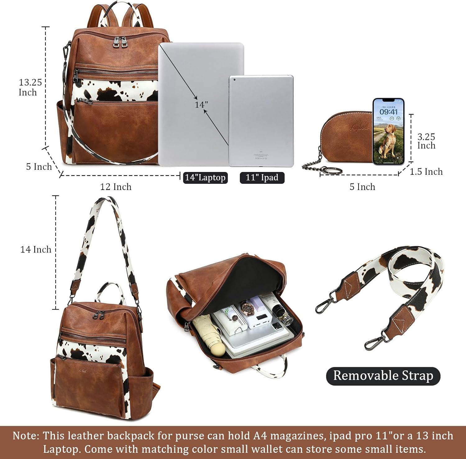 Leather Backpack Purse for Women Designer Ladies Shoulder Bag Fashion Faux Work Travel Daypack - Image 3