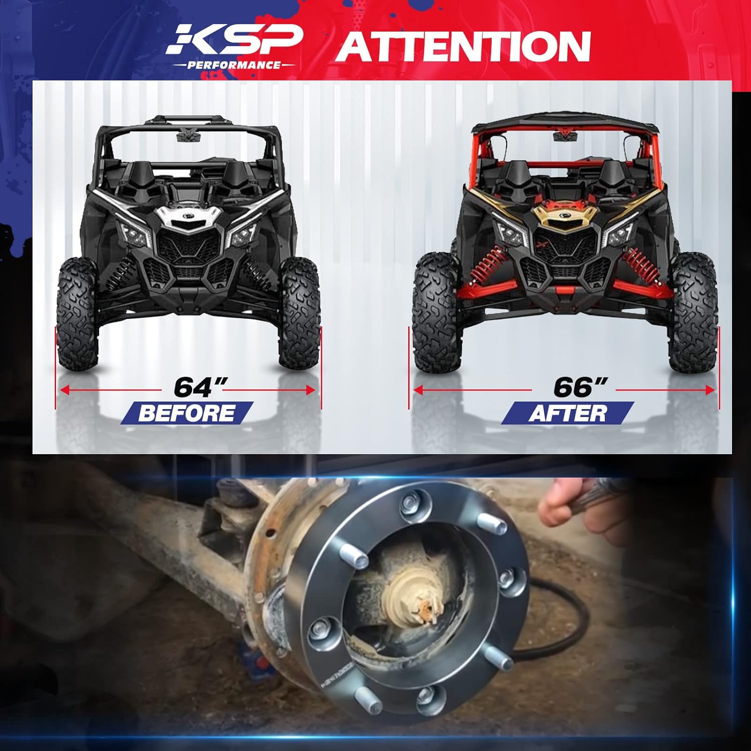 KSP 4x156mm ATV Wheel Spacers 1 Inch with 12x1.5 Studs, Fit For 2013+ Polaris Ranger, 2014+ Polaris RZR XP 1000, 2015+ Polaris RZR,4Pcs