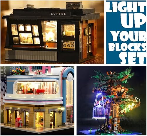 Miniatura 4 de Paquete de accesorios de kits de ladrillos iluminados, 14 piezas de bloques de construcción LED transparentes clásicos de 2 x 2, compatibles con las