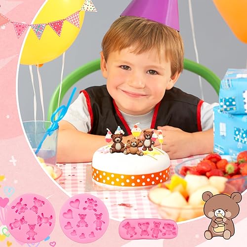 Miniatura 5 de MEMOVAN Molde de silicona para fondant, 3 unidades, osos de chocolate, para oso de peluche, decoración de pasteles, decoración de cupcakes, resina