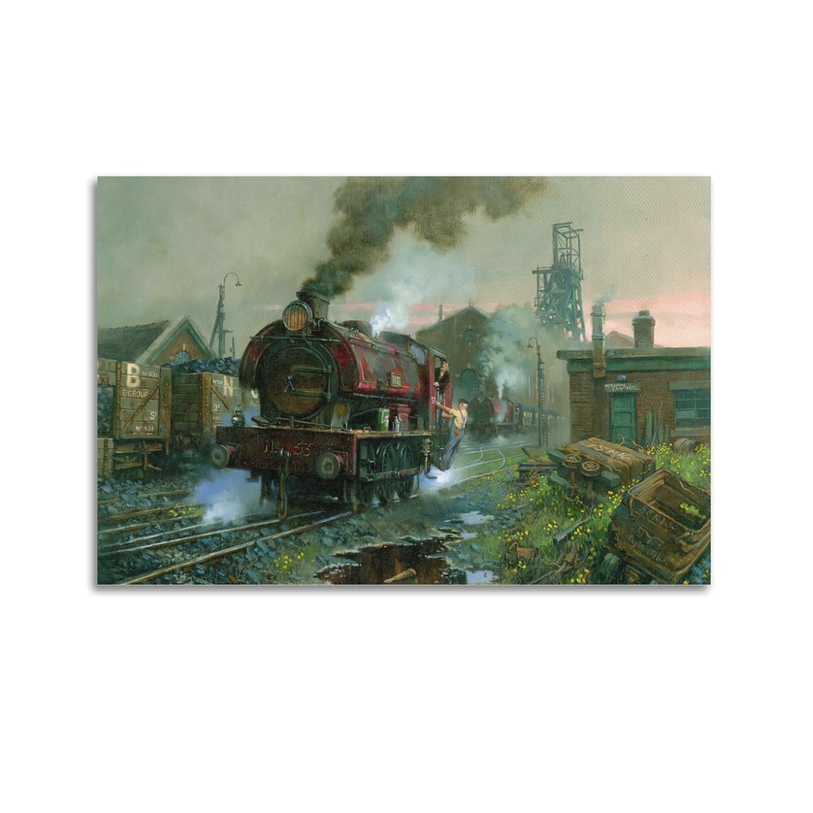 HUIYHB Vintage Steam Train Poster Home Poster Decorative Painting Canvas Wall Posters And Art Picture Print Modern Family Bedroom Decor Posters 24x36inch(60x90cm)