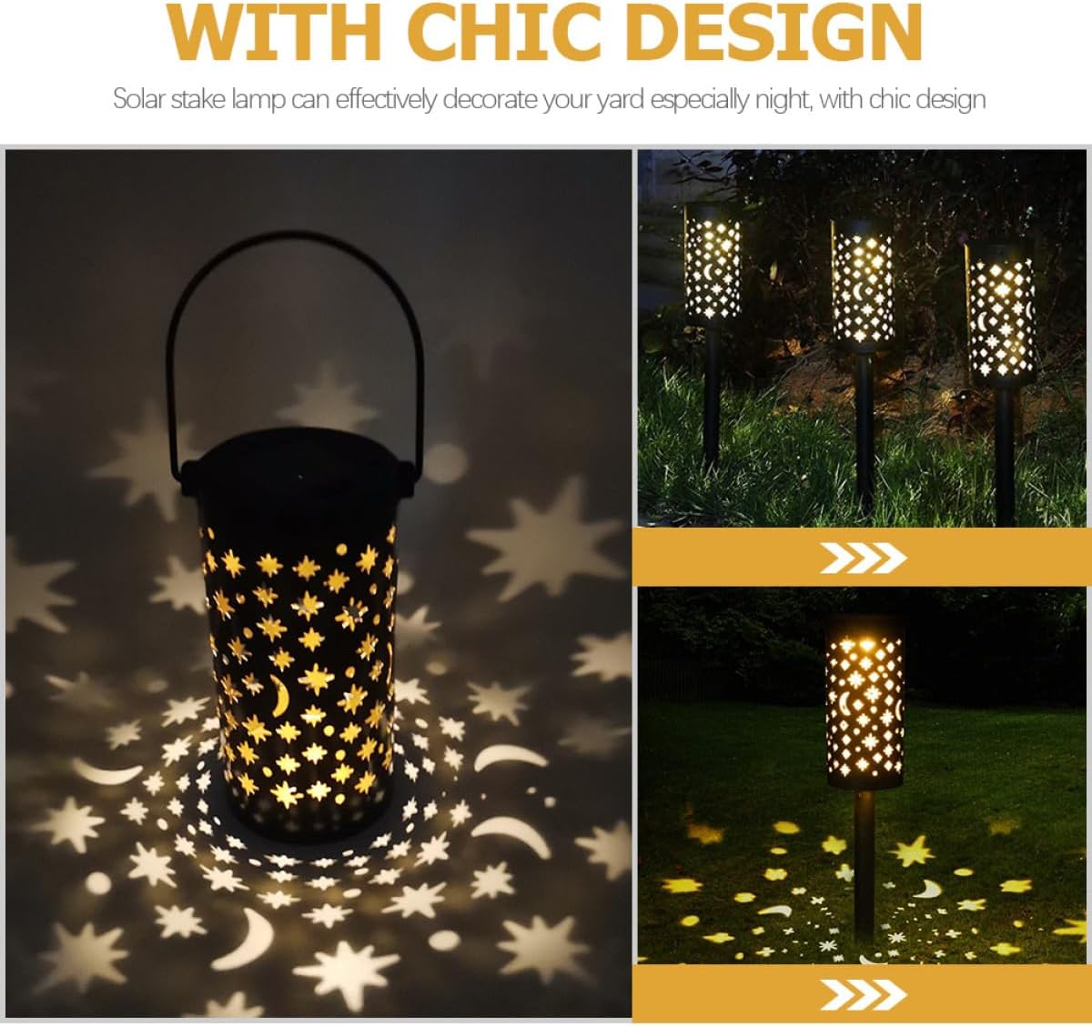 4pcs Solar Garden Stake Lights, Iron Solar Powered Lawn Lamps with Star and Openwork Design, Outdoor Landscape Path Lights for Yard and Patio