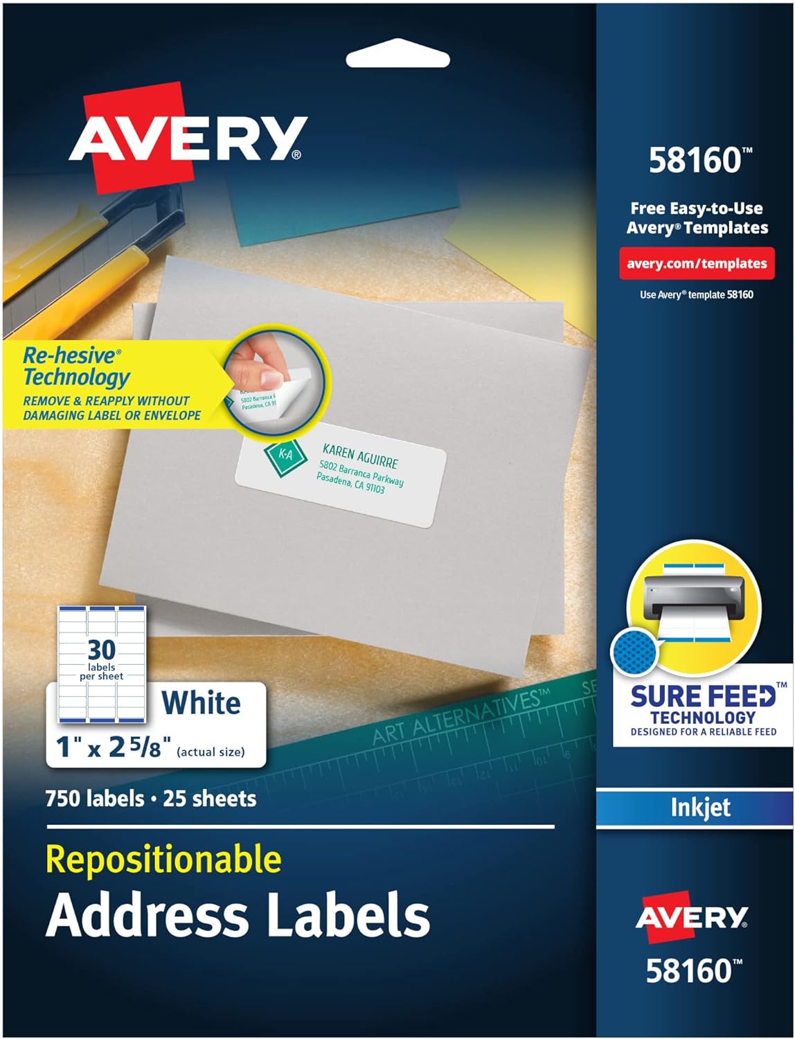 Amazon.com : Avery Repositionable Address Labels for Inkjet ...