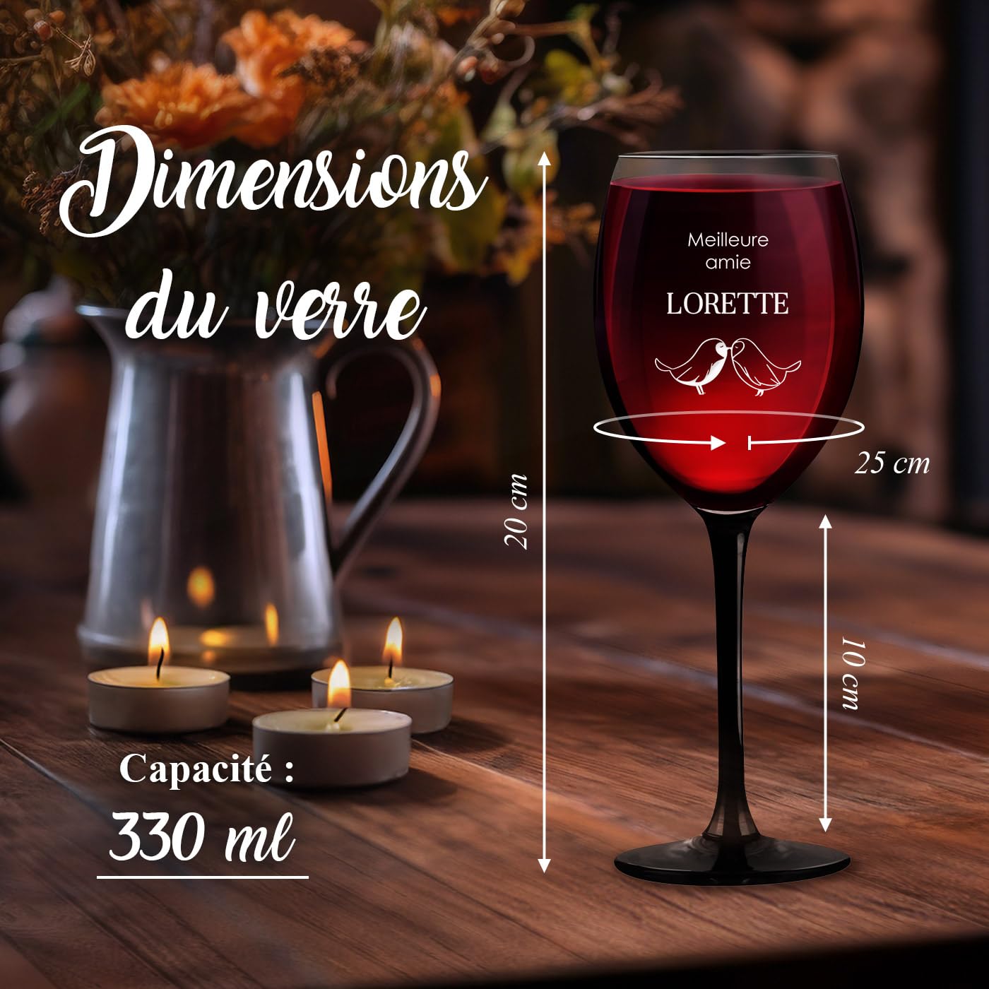 Verre à Vin En Cristal Maverton 530 Ml Personnalisé - Cadeau Couple, Parents Ou Noël, Gravure Unique