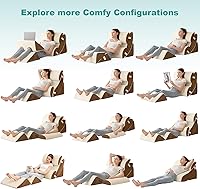 Vista 5 de Hansleep Juego de 6 almohadas ortopédicas de cuña para dormir, juego de almohadas postoperatorias ajustables para aliviar el dolor corporal, espalda