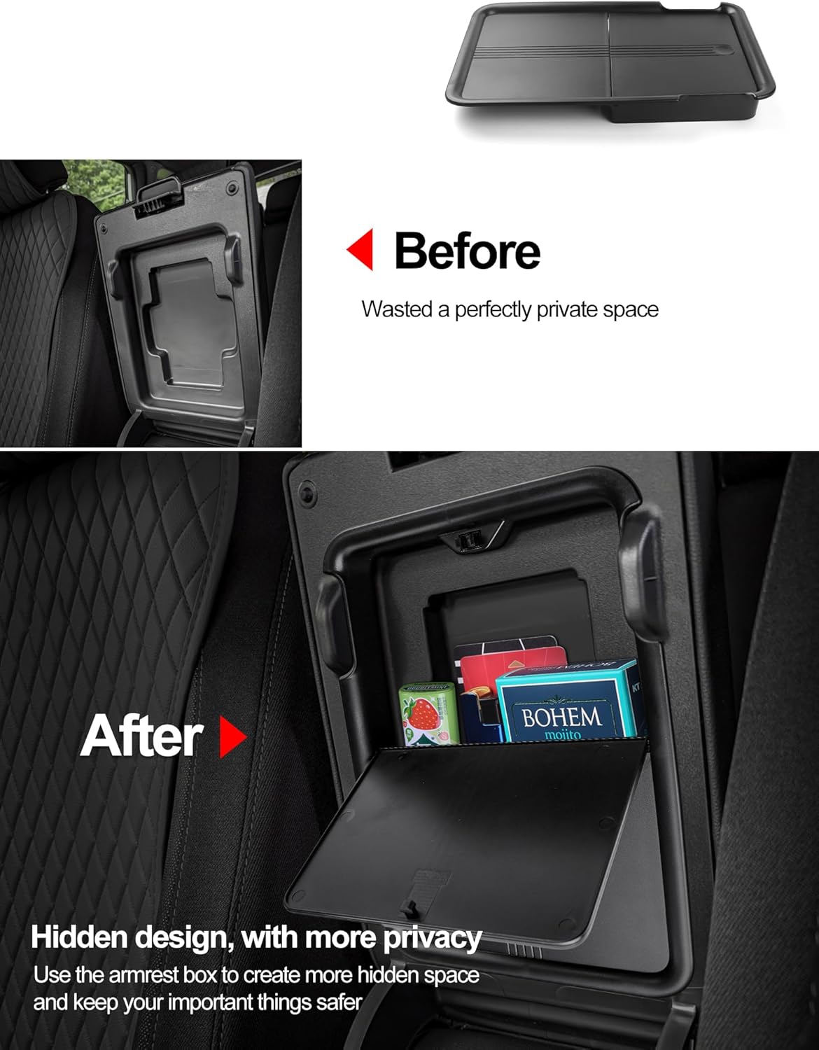 Thenice Center Console Organizer Armrest Box Tray Glovebox Hidden Storage Compartment Compatible with Honda CR-V 2023 2024 2025 2026 Accessories -3PCS