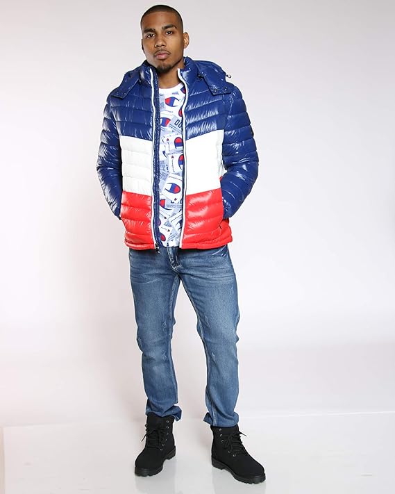 mens blue bubble jacket