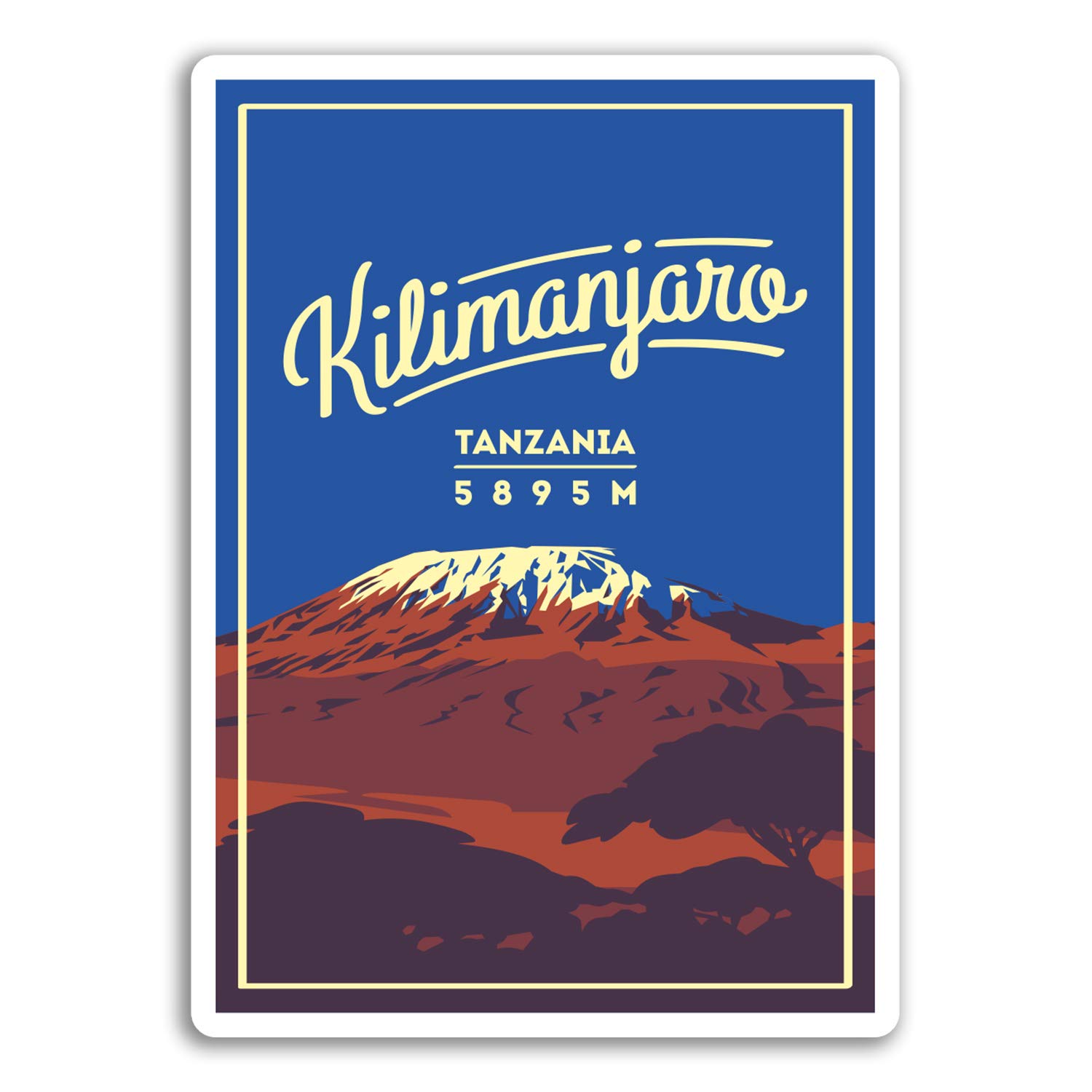 Destinationvinyl Multicolor 2 X 10Cm Mount Kilimanjaro Vinyl Stickers - Tanzania Sticker Luggage #17887 (10Cm Tall)