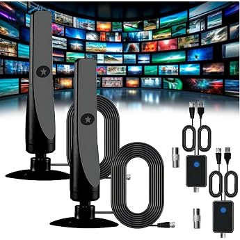 Rewave Indoor TV Aerial, 4K Full HD Smart TV (Pack of 2) with Signal Amplifier