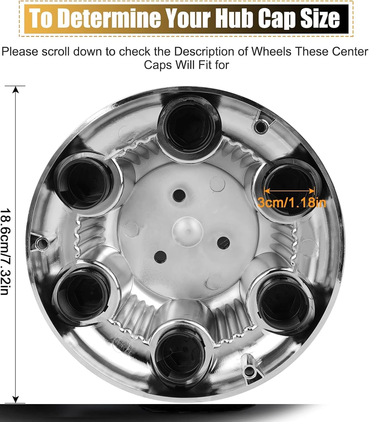 8 Lugs Wheel Center Caps Fit for Silverado Avalanche Suburban Express Sierra Yukon Savana 1500 2500 3500 16" Rim Hub Cover Replace (6 Lugs Black American Flag)