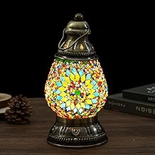 Turkish Mosaic Table Lamp Handmade Moroccan Camping Light Rechargeable 1800mAh Battery USB Touch Switch 3 Brightness Levels for Camping Home Decor