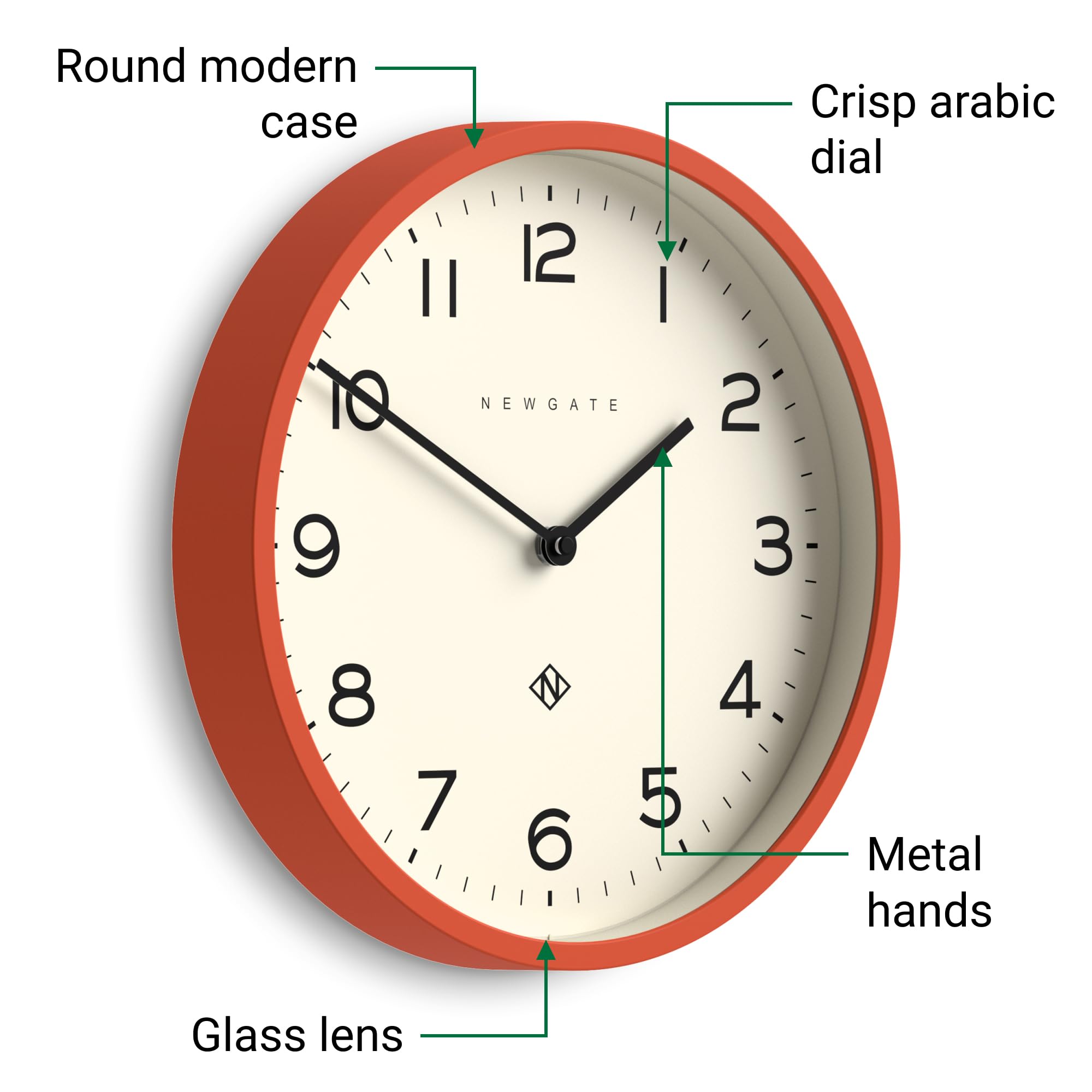 NEWGATE® Number Four Echo wall clock, Orange, 30 x 30 x 4.5 cm - Image 4