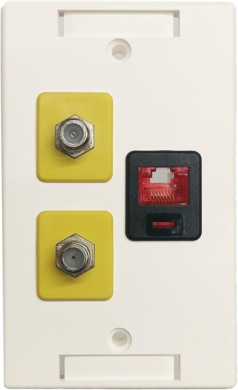 R.J.Enterprises® - Wall Plate Dual CATV and C5e-RJ45 (5p/per Pack)