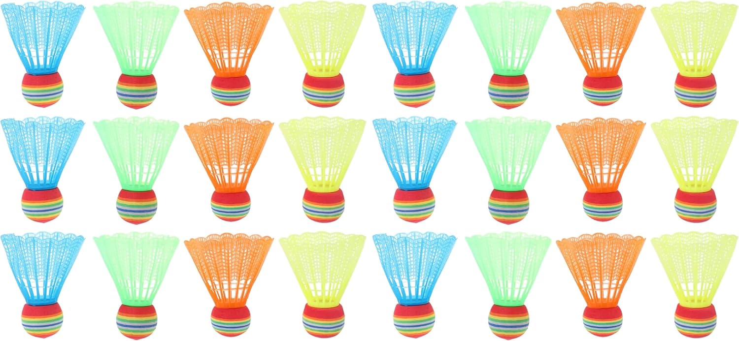 Milisten 12pcs Badminton Shuttlecocks Badminton Birdies Colorful Nylon Sports Shuttlecocks Rainbow Head Training Balls for Kids Adult Indoor Outdoor Exercise Training Sports Activities Fitness
