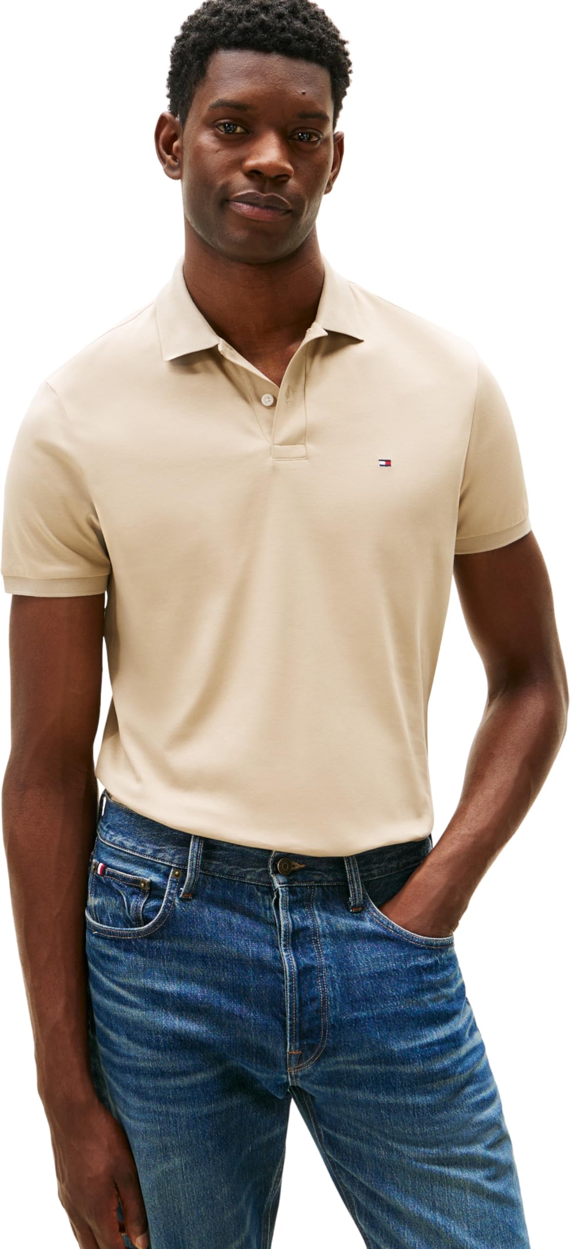 Tommy Hilfiger Men Liquid Cotton REG Seasonal Polo MW0MW39994 S/S Polo, Khaki, S