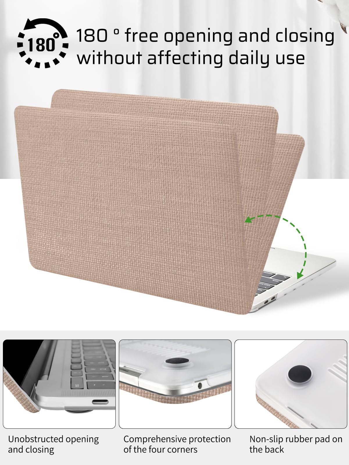 Seorsok Funda compatible con MacBook Pro de 14 pulgadas 2023-2021 M3 Pro/Max A2918 A2992 M2 A2779 M1 A2442 Touch ID, elegante funda rígida de plástico de cuero con cubierta transparente para teclado,