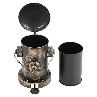Vintage Trash Can, Fire Hydrant Retro Creative Waste Bin with Inner Bucket, Iron Pedal Wastebasket with Lid, Indoor Outdoor Garbage for Park Garden Kitchen Bronze