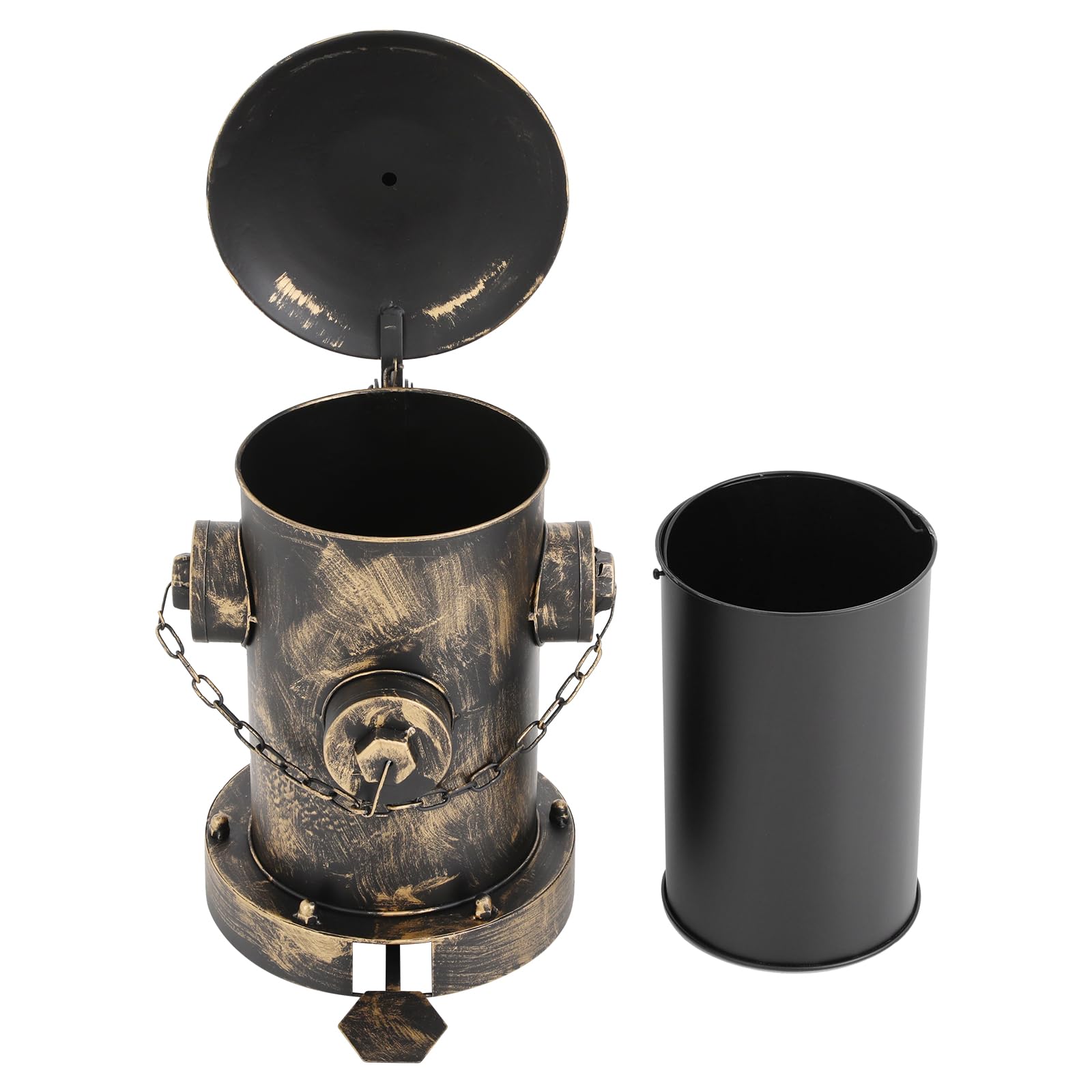 Pinelicorn 15.35inch Fire Hydrant Trash Can, Retro Creative Garbage Can with Inner Bucket, Pedal Trash Can with Lid, Indoor Outdoor Waste Bins for