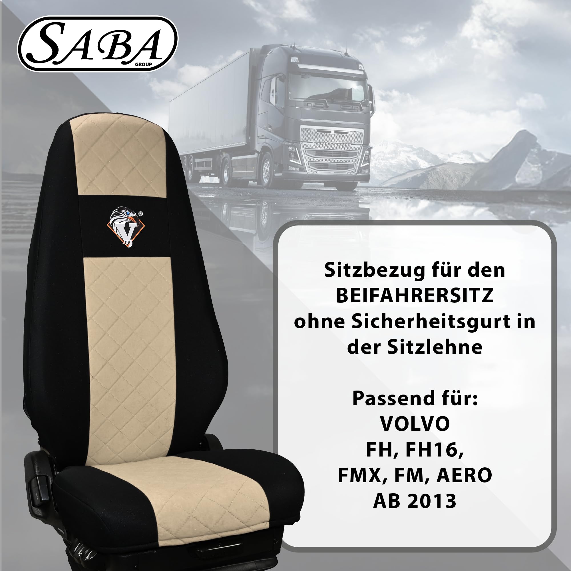 SABA Auto Sitzbezüge LKW Beige für Volvo FH4 ​​​​1 Riemen