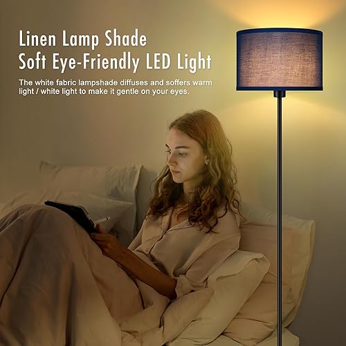 Miniatura 93 de Lámparas de pie doradas para sala de estar, lámpara de pie moderna, pantallas blancas, interruptor de pie, lámparas de poste simple lámpara alta