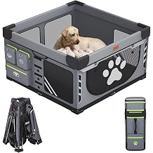Loobani Foldable Dog Playpen Indoor/Outdoor,1 Min Setup Whelping Box, 690D Oxford Fabric & Reinforced Steel/Iron Frame, Portable Puppy Playpen with Rugged Carry Bag for Home &Travel-43.3"x43.3"x27.1"