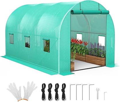 Large Walk in Greenhouse-Steel Frame Backyard Greenhouse for Outdoors with 1 Door & 6 Mesh Vents, Waterproof Garden Green House Kits for Plants, Vegetables, Flowers, All Season Workable