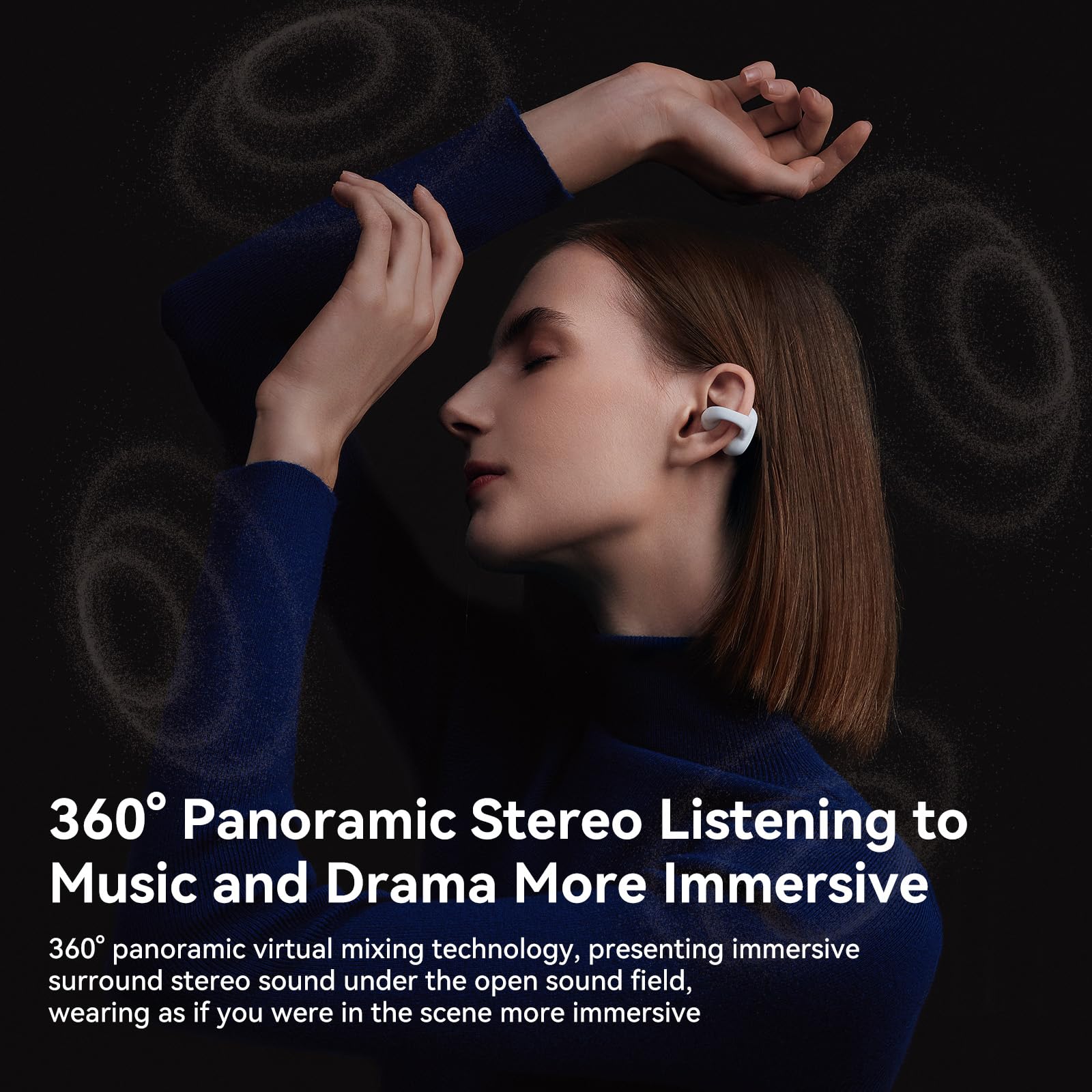 SANAG Z50PRO Sport Cuffie Bluetooth Clip Orecchio, Open Ear Auricolari 36 Ore Bluetooth 5.3 Impermeabili compatibili con iPhone/Samsung Phone per Uomini, Donne-White