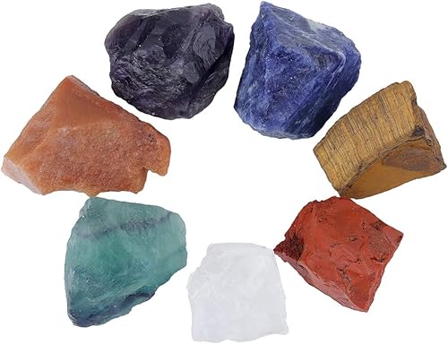 Miniatura 3 de SUNYIK Juego de 7 piedras de chakra piedra natural áspera para vasos cabinas kits de curación de cristal