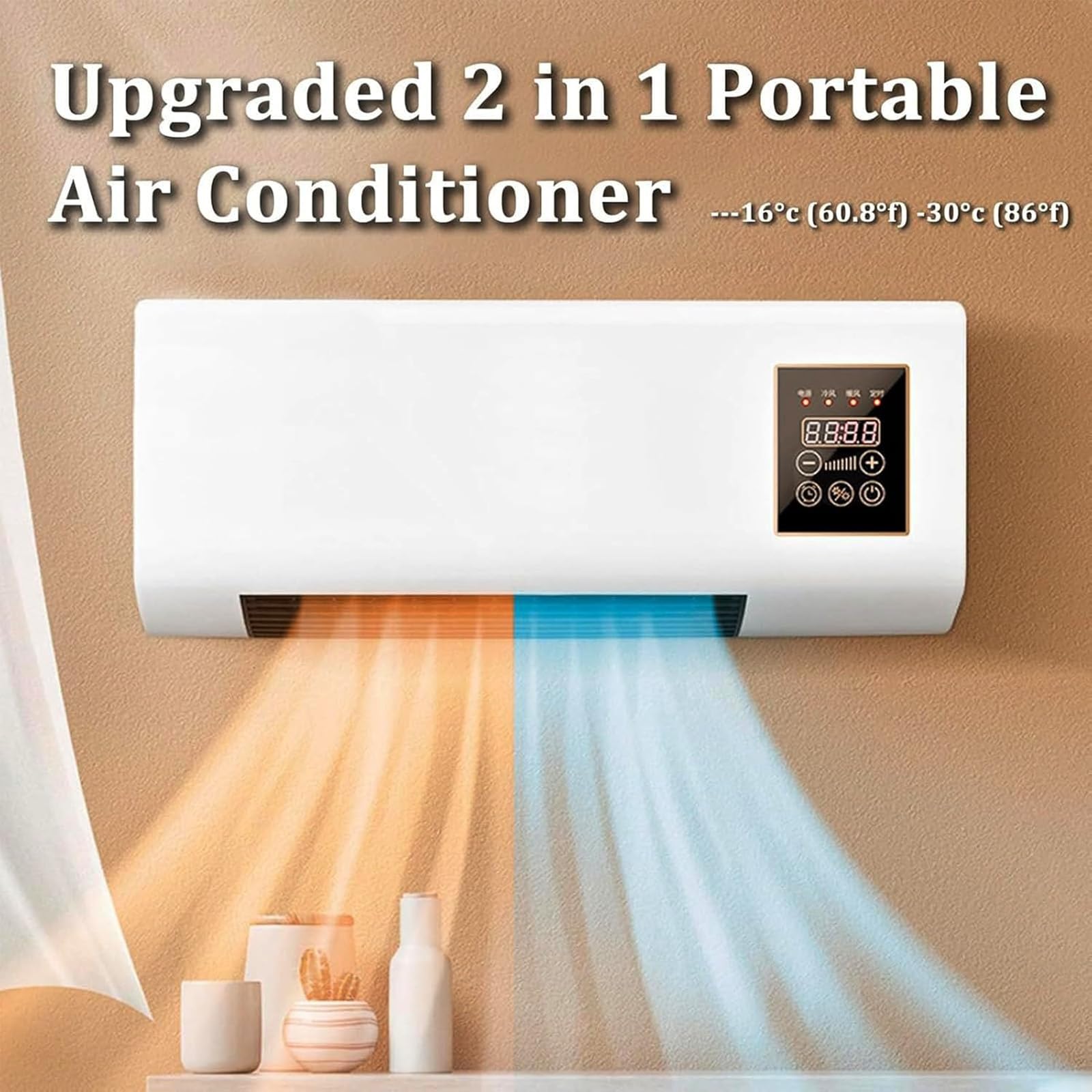 Climafy 12000 Btu Mini Split klimatyzator, 2 w 1, montowany na ścianie AC na zimno i ciepło, super cichy przenośny falownik, z pilotem zdalnego sterowania, do domu, biura, sypialni B