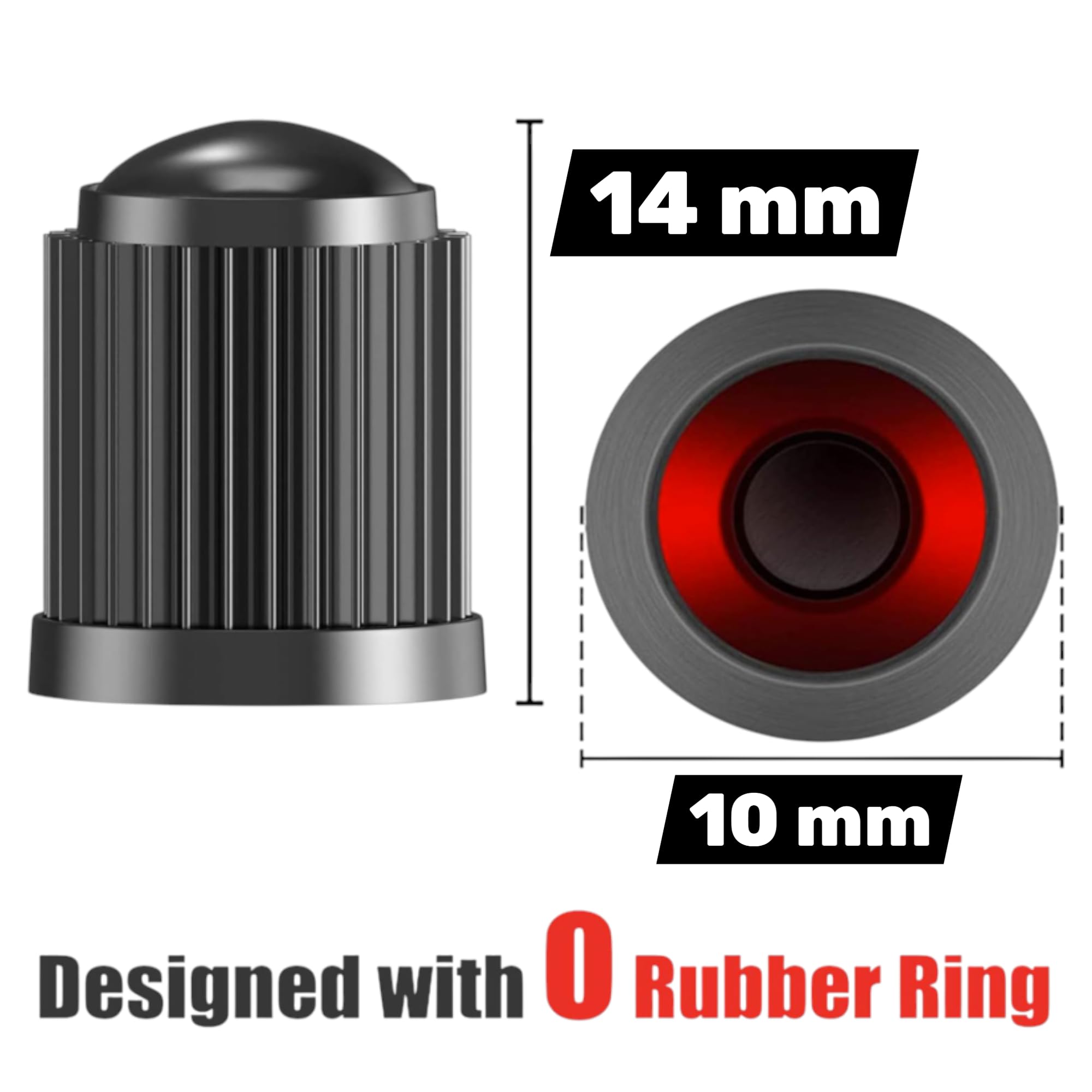 10PCS Dust Caps for Car Tyres – Tyre Valve Caps with O-Ring Seal, Universal Airtight Tire Valve Stem Cap for Cars, SUV, Motorcycle, Bike & Truck, Screw-On Black Cap, Premium Universal Stem Dust Covers — view 2