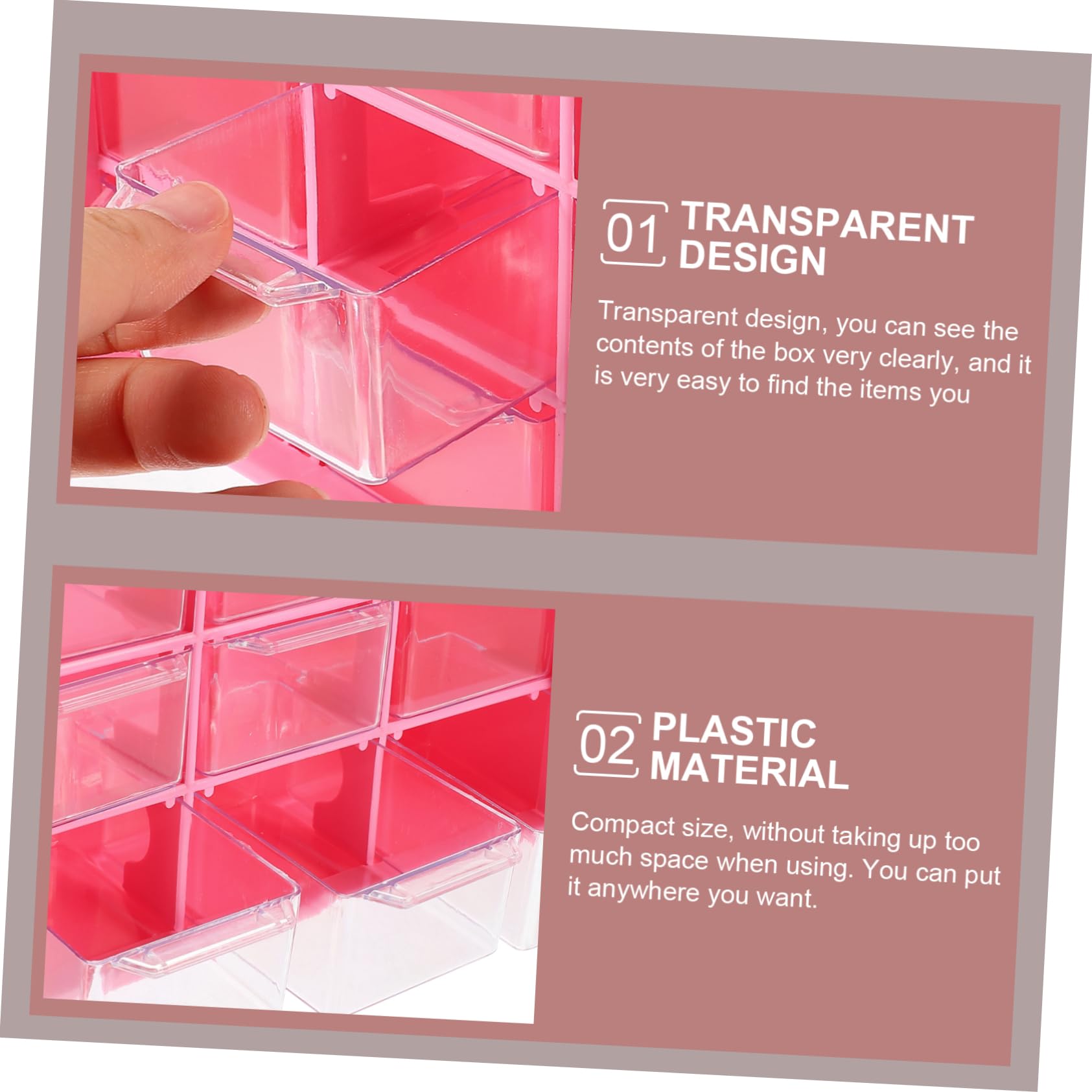 HOMSFOU 4pezzi Cassettiera Di Plastica Trasparente Per Organizzare Piccoli Oggetti Come Orecchini Perline Bottoni e Altro Per Scrivania Spazio Di Archiviazione