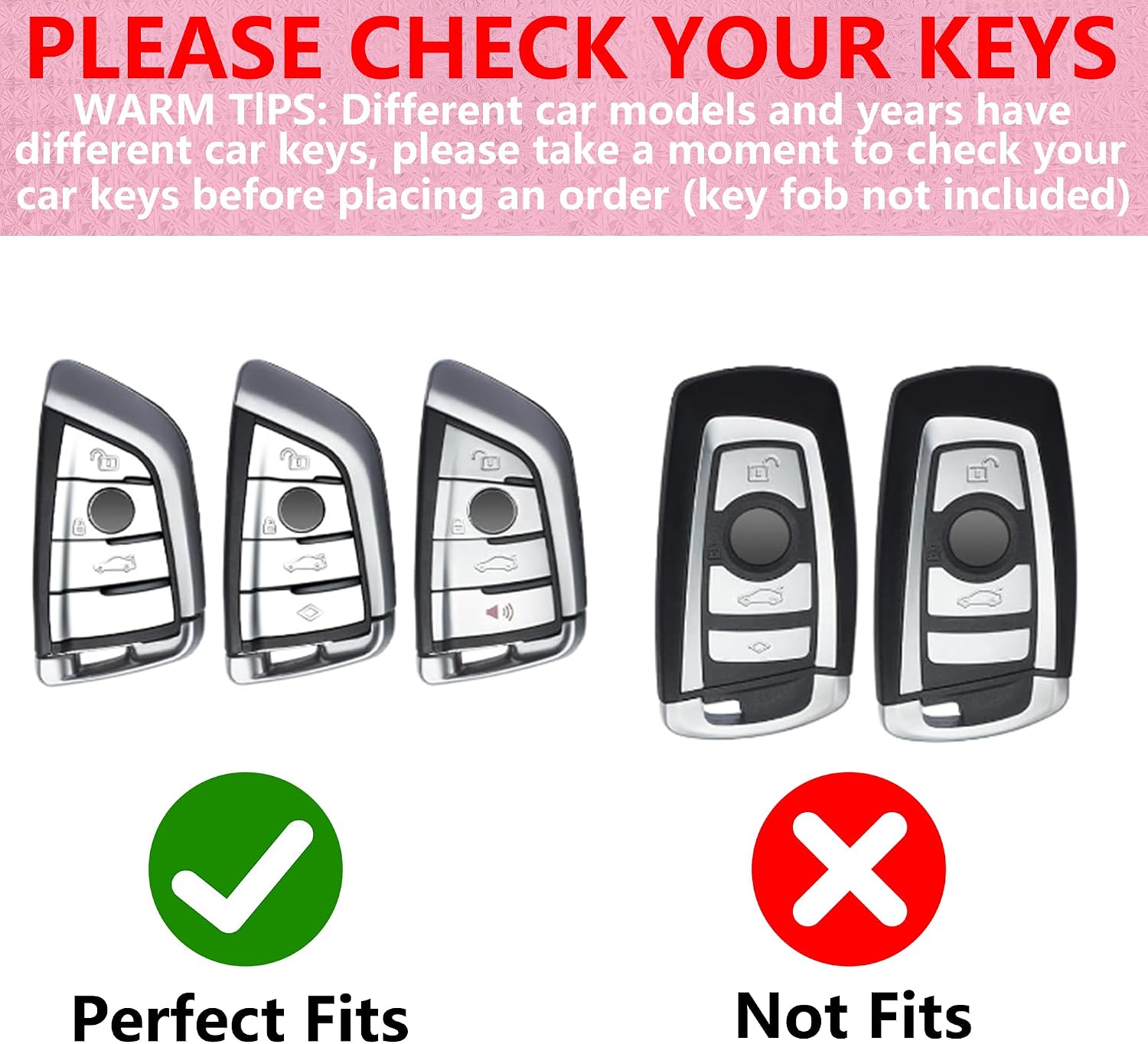 Key Fob Cover with Diamond Keychain, Car Key Shell for Women, Compatible with BMW X1 X2 X3 X5 X6 X7 GT and 2 5 6 7 Series Smart Remote Key Protector (3 Buttons-Gold Bowknot) image 2